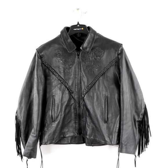 Vtg Joe Exotic Tiger King Fringe Leather Jacket